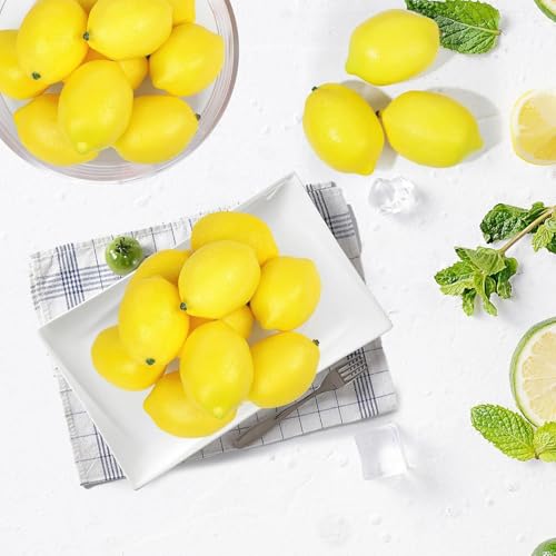 6Pcs Yellow Artificial Lemons,Fake Fruit for Party Christmas Kitchen Home Lifelike Wedding Beverage Shop and Fruit Store Simulation Decoratio,Artificial Plants Flowers and Fruit