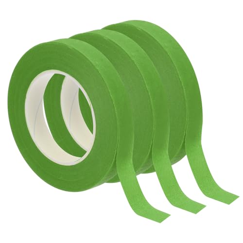 PATIKIL Floral Tape 1/2" x 30 Yard, 3 Pack Flower Wrap Adhesive Tape for Bouquet Stem Wrapping, Olive Green - color: Olive Green
