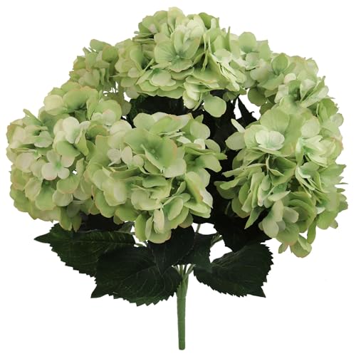 Larksilk Hydrangea Artificial Flowers - Faux Hydrangea Flowers - Home Decor, Easter Decorations, Spring Decor - Floral Centerpieces for Tables - 20" Floral Stems, Green, 3 Pieces - color: Green, size: Pack of 3