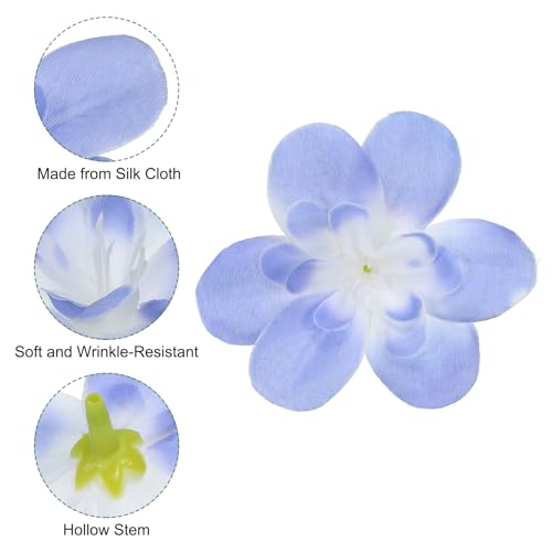 PATIKIL Artificial Orchid Petals, 24Pcs Faux Orchid Flower Head Fake Butterfly Flowers Crafts for Home Wedding Decoration, Blue - color: Blue