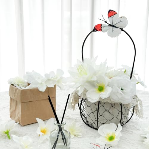 Artificial Flowers Heads White Silk Faux Flower Heads Fake Roses Peonies Orchid Lily Flowers Bulk for DIY Craft Cake Wedding Party Bridal Baby Shower Graduation Cap Table Home Decoration - color: White