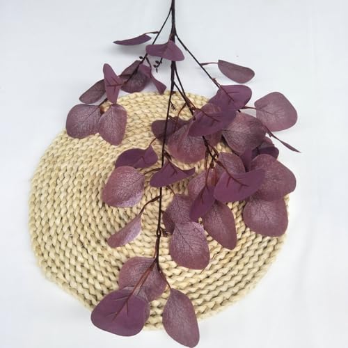 XZJMY 4 Pack Artificial Eucalyptus Stems Leaves 95cm Long Faux Eucalyptus Branches,Artificial Flowers Greenery for Home Decor Flower Arrangement Wedding Party Table Centerpiece (Purple) - color: Purple
