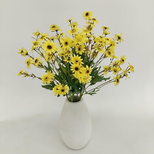 ATFL 23'' Yellow Daisy Artificial Flowers,Artificial Daisy Flowers,6 Bouquets Fake Daisies Flowers,Faux Daisies for Home Table Centerpieces Arrangement Decoration (6, Yellow) - color: Yellow