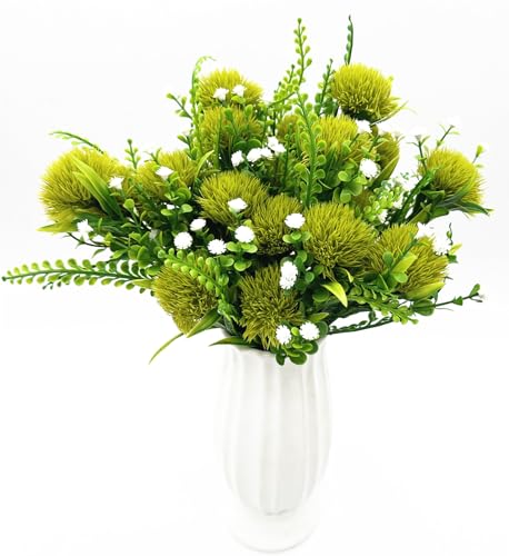 PASYOU Artificial Dandelion Flowers, Fake Dandelions Plastic Plants Faux Realistic Plant for Outdoor Indoor Home Garden Kitchen Bedroom Wedding Party Vase Planter Filler DIY Decorations Green 4 Pack - color: Dandelions - Green 4 Pack