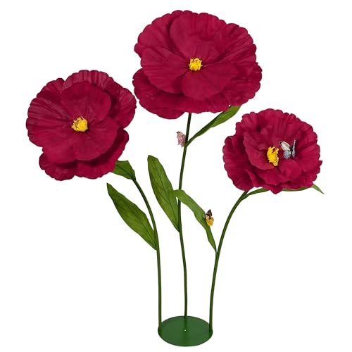 5.8 Ft Giant Artificial Flowers, Large Paper Poppy Flowers Decoration for Wedding, Hotel, Office, Window Display and Home Farmhouse Decor (Wine) - color: Wine