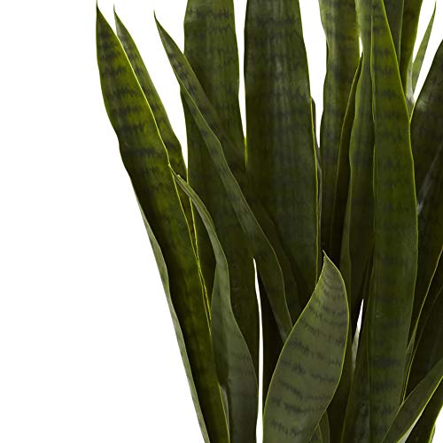 Nearly Natural 35in Artificial Snake Plant, Sansevieria Faux Greenery with Black Planter for Indoor Home Office Decor, Low Maintenance