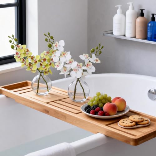 2PCS White and Apple Green Orchid Artificial Flowers Fake Flowers Small Fake Plant Table Shelf Decor Flower with Vase Fake Water - color: Jsorchid-applegreen White