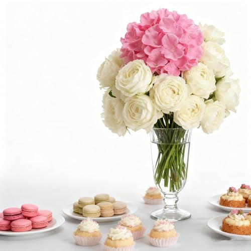 100PCS Artificial Hydrangea Flowers, Fake Flowers Silk Hydrangea Full Flowers Heads with Stems for Wedding Home Party Shop Baby Shower Decor (Bubble Pink) - color: Bubble Pink