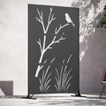 Modern Shade 4x6 FT Metal Privacy Screen with Artistic Modular Designs Decorative Patio Privacy Fence & Garden Divider, Freestanding Outdoor Metal Fence Panel, Weather-Resistant (Perch & Meadow) - size: 1 Panel (Perch & Meadow)