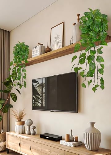 24" Artificial Hanging Plant Ivy Vine Green Plants Decorative Artificial Plants Fake Hanging Plants for Window Wall Decorations - color: Pothos, size: 42-inch