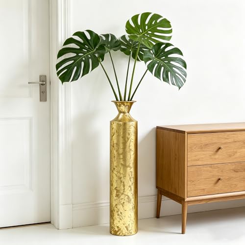 Hosley Decorative Gold Metal Tall Floor Vase. Ideal Gift for Floral Arrangements Weddings Party Spa Reiki Meditation Settings O5 (27.25" High) - color: Gold, size: 27.25" High