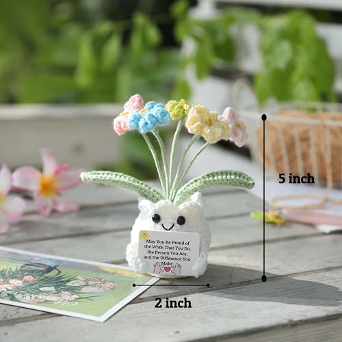 YOOJEE Forget-Me-Not Crochet Flower Potted Plant Gift - color: E-May You Proud of The Work That You Do
