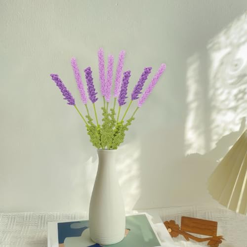 8 Pcs Crochet Flowers Bulk Lavender Crochet Flower Gifts Pink Handmade Crocheted Flowers Bouquet DIY Home Decor for Mother's Day Birthday Wedding Women Moms Wives Friends - color: Pink