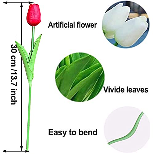 24pcs Multicolor Artificial Tulip Latex Real Touch for DIY Bouquets Wedding Party Bridal Baby Shower Home Decor (Multicolor Tulip)