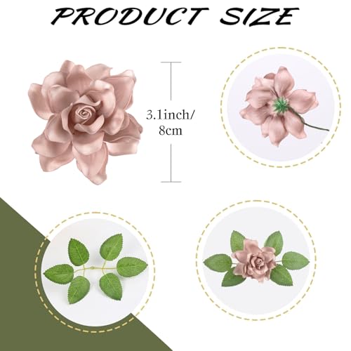 IPOPU Artificial Gardenia Flowers 25PCS 3.15’’ Artificial Foam Roses Bulk Fake Flower Heads with Stems for DIY Wedding Bouquets Party Home Centerpieces Decor(Vintage Pink) - color: Vintage Pink