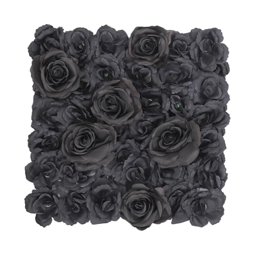 DNYSYSJ 12pcs 15" X 15" Rose Artificial Flower Wall Panels - Black Roses Backdrop for Wedding Decor - color: Black Rose, size: 12 pieces
