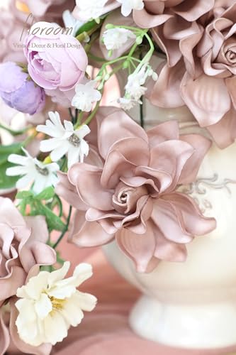 Floroom Artificial Gardenia Flowers 2.7" 25pcs Real Looking Dusty Rose Foam Fake Flowers with Stems for DIY Wedding Bouquets Bridal Shower Centerpieces Floral Arrangements Party Tables Decorations - color: Dusty Rose