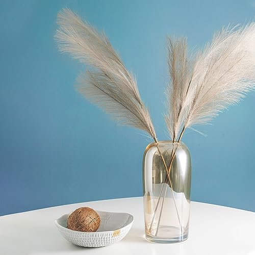 MECCANIXITY 10Pcs Faux Pampas Grass,21"/55cm Fluffy Fake Pampas Grass Decor Tall Artificial Pampas Grass for Living Room Party Wall Vase Wedding Decoration,Green Blue - color: Green Blue