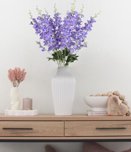 8PCS Purple Delphinium Artificial Flowers 33.5'' Faux Hyacinth Flowers Long Stem Silk Flowers for Tall Vase Home Wedding Table Decor(Light Purple) - color: Light Purple