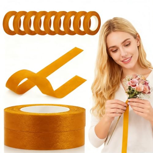 12 Rolls Floral Tape, 1/2 Inch x 20 Yards Self-Sealing Adhesive Wrap for Flower Arrangements, DIY Eternal Roses, Bouquets & Craft Projects - Orange - color: 12 Rolls Orange
