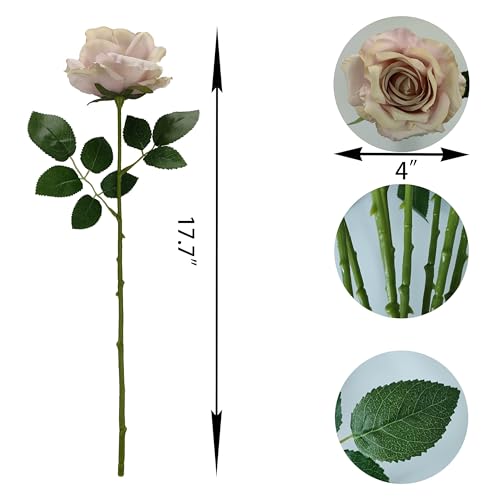 ATFL Fake Roses Artificial Flowers Bulk,Floral Diameter 4'',20 Pcs Artificial Silk Roses Flowers with Stems for Wedding Arrangement Centerpieces Party Home Table Decorations (20, Fall Pink) - color: Fall Pink