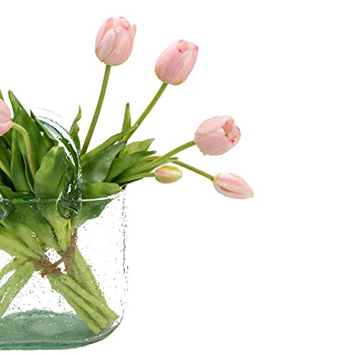 DUYONE 15Pcs Artificial Tulips Flowers, Soft Touch Realistic Latex Tulips Bouquet for Home Office Wedding Party Garden Decor, Fake Flowers for Dining Table Living Room Spring(Light Pink,15pcs) - color: A Style-15pcs Light Pink (No Vase)