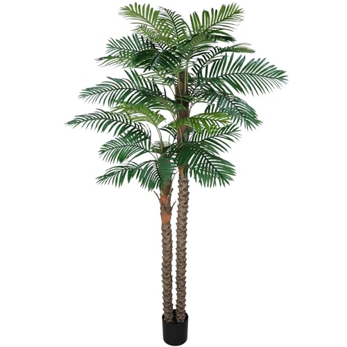 8FT Artificial Palm Tree for Outdoor, UV-Resistant Large Silk Artificial Plants Outdoor Indoor, Realistic Tropical Fake Palm Tree Decor for Poolside Patio Home Living Room - size: 8ft