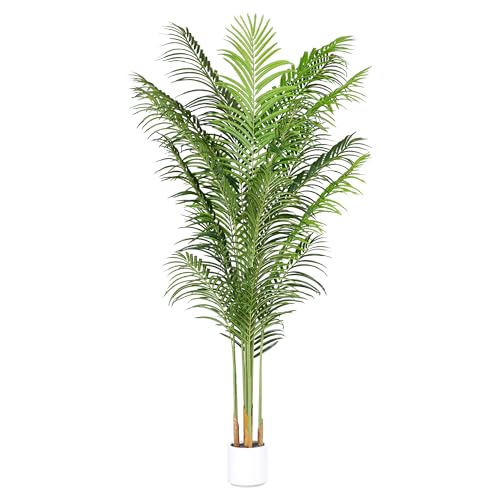 Faux Palm Tree 6.6Ft Tall Artificial Plants Indoor Silk Green Floor Big Large Fake Potted Plant Artificial Decor for Home Office Living Room Outdoor