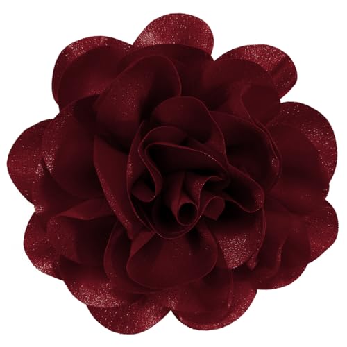 6.3 Inches Large Rose Flower Brooches and Pins for Women | Rose Flower Hair Clips & Brooches for Women Dresses | Hat Pins for Clothes, Burgundy - color: Burgundy