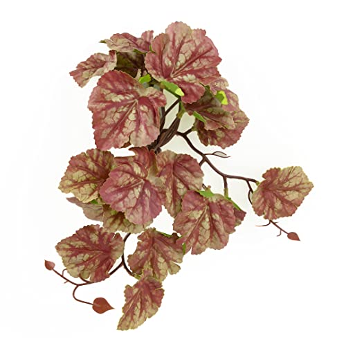 Reptile Plants for Terrarium, Amphibian Habitat Decor Artificial Hanging Plants with Suction Cup - Fake Heuchera Micrantha Pink - color: Fake Heuchera Micrantha Pink