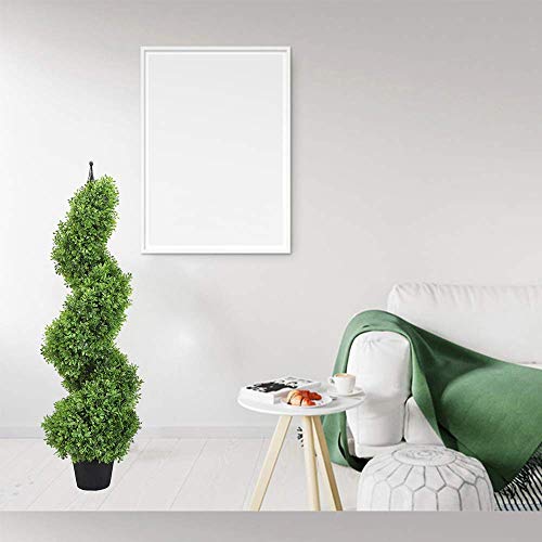momoplant 35 Inch-3FT Artificial Boxwood Topiary Tree Spiral Plants Spiral Tree Fake Faux Plant Decor in Plastic Pot Green Indoor or Outdoor, Set of 2 - size: 36in