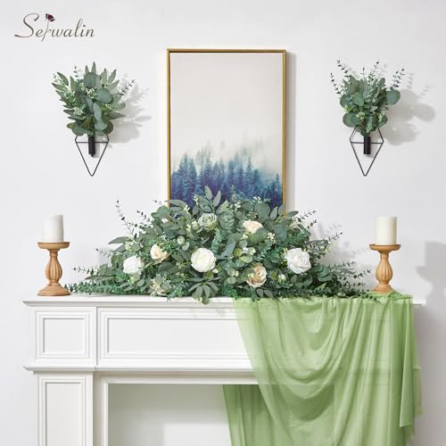 Serwalin 400pcs Artificial Mixed Eucalyptus Stems Leaves Bulk, 4Kinds Fake Greenery Silver Dollar Eucalyptus Leaves Picks,Faux Greenry Stems Sprays for DIY Bouquets Floral Arrangement Home Decor - color: Attractive Forest Green-400pcs