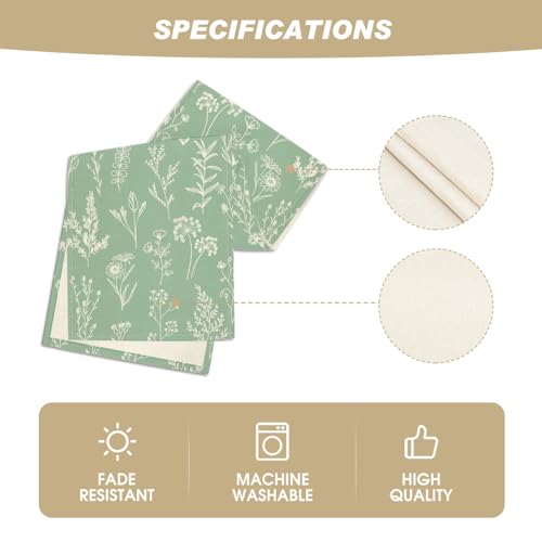 Artoid Mode Sage Green Leaves Flowers Spring Table Runner, Seasonal Kitchen Dining Table Decoration for Home Party Decor 13x90 Inch - color: Sage Green, size: 13" x 90", Table Runner