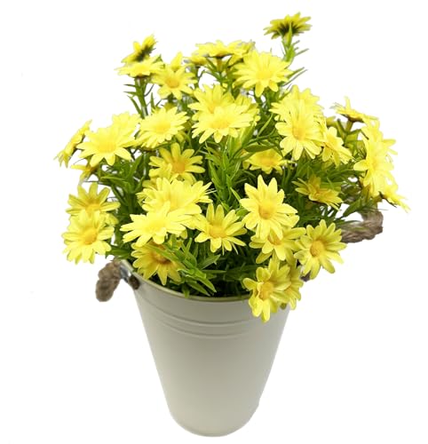 10 Bundles Artificial Daisy Flowers Faux Plants for Outdoors Fake Flowers UV Resistant No Fade for Garden Porch Patio Window Box Decoration (Yellow) - color: Yellow