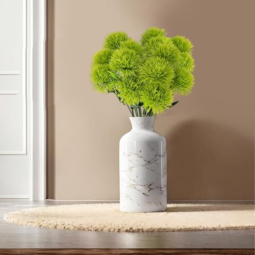 pson 10Pcs 11 Inch Artificial Dandelion Flowers, Faux Plastic Bouquets Shrubs for Home, Wedding, Garden, Party, Indoor/Outdoor Decoration(Green) - color: Green