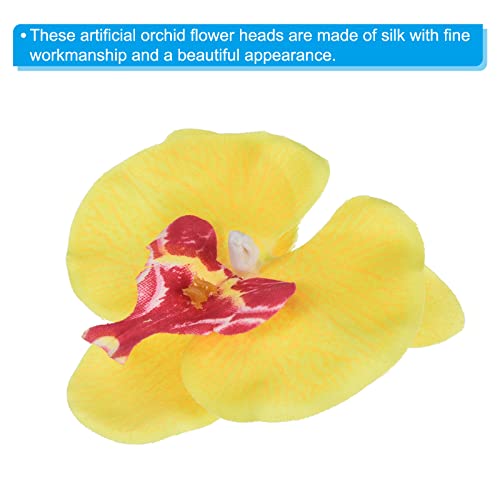 PATIKIL 3.5" Artificial Orchid Flower Heads, 20 Pack Silk Phalaenopsis Fake Butterfly Orchid Heads for Wedding Floral Bouquet Decor DIY Craft Making, Yellow - color: Yellow, size: 3.5"