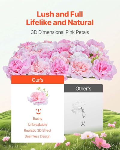VEVOR 3D Flower Wall Panel, Artificial Floral Wall Background Mesh Backing Mat,Seamless Design&Easy Installation for Wedding Valentines Day Home Baby Party Backdrop Decor,Pink - color: Flower, size: 15*15IN 12P