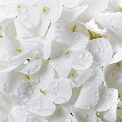 3Pcs Real Touch Artificial Hydrangeas 21" Latex Faux Hydrangea Flowers Stems for Vases, Wedding Centerpieces, Home Decor — Removable Heads, White - color: White