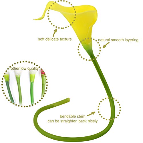 FiveSeasonStuff Real Touch Calla Lily Artificial Flowers Wedding Bridal Bouquet | Floral Arrangements | 15 Calla Lilies (Lemon Yellow) - color: Lemon Yellow