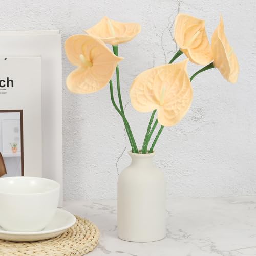 PATIKIL 13" Artificial Anthurium Lily Flowers, 10 Pack Permanent Flower Floral Arrangements Bouquet for Home Decor Bridal Wedding Festival Party, Light Coral - color: Light Coral