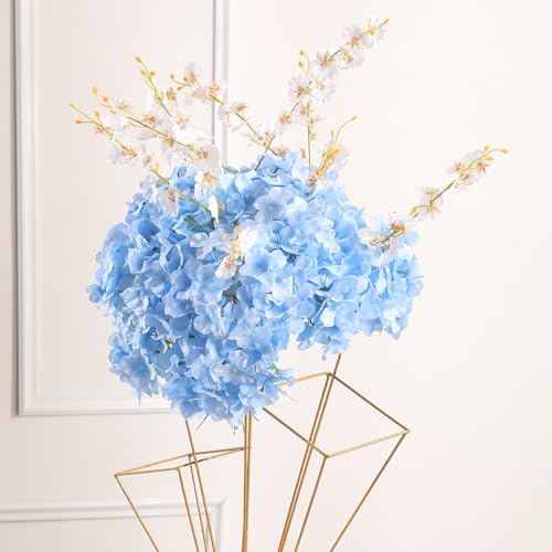 Tifuly 24 Pcs Blue Hydrangea Artificial Flowers Bulk, Faux Hydrangea Full Flowers Heads with Stems, Fake Silk Flowers for Wedding, Garden, Home, Party Decoration - color: Blue