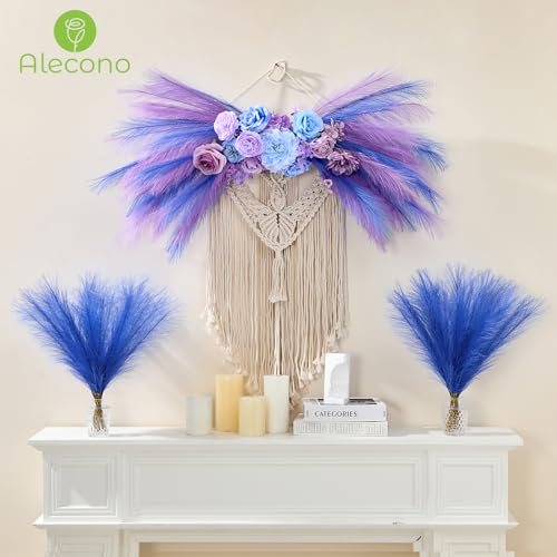 Alecono Navy Blue Pampas Grass 17in 𝟯𝟬𝙋𝙘𝙨, Artificial Faux Fluffy Pampas Grass Decor for Home Wedding Centerpieces Party - color: Navy Blue, size: 30pcs