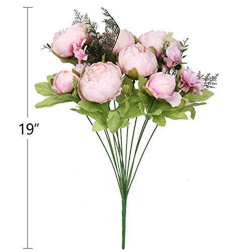 Silk Peony Bouquet Vintage Artificial Peonies Flower for Home Wedding Party Decor (1pcs, Spring Rose Pink) - color: Spring Rose Pink