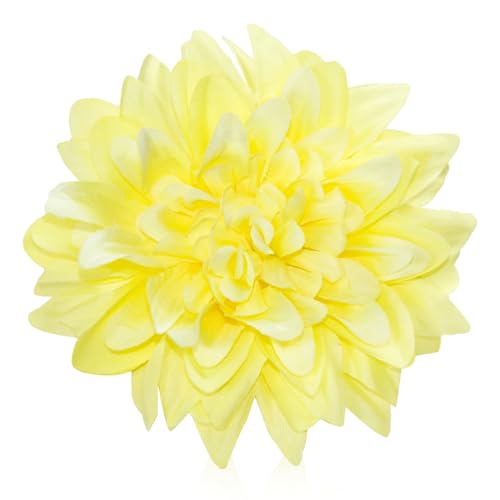 Yellow Dahlias Artificial Flowers Bulk, 3.5 Inch Big Fake Dahlias Flowers Heads, 15 Pcs Artificial Silk Faux Flowers Heads for Floral Arrangements, Clothing Accessories, DIY Craft - color: Yellow