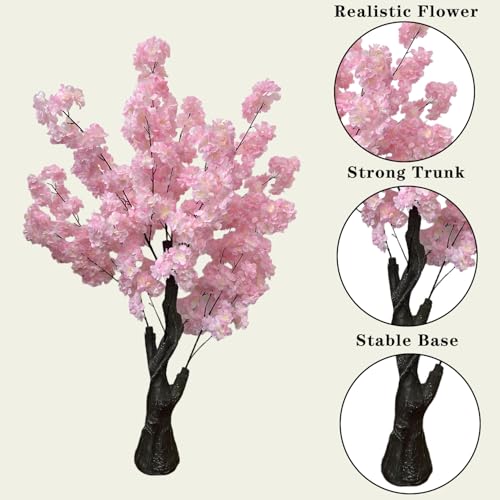 Artificial Cherry Blossom Tree, 4.3FT 2 Pack Pink Faux Cherry Blossom Tree for Home, Wedding & Party Decoration, Indoor & Outdoor - color: Pink 2pack