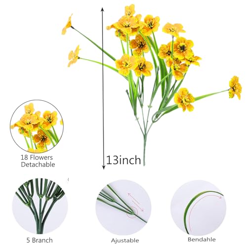 6Bundles Artificial Flowers for Indoor,No Fade Fake Plastic Flowers Faux Plants for Decoration Hanging Planters Garden Porch Window Box Home Wedding Farmhouse (Small Flower)