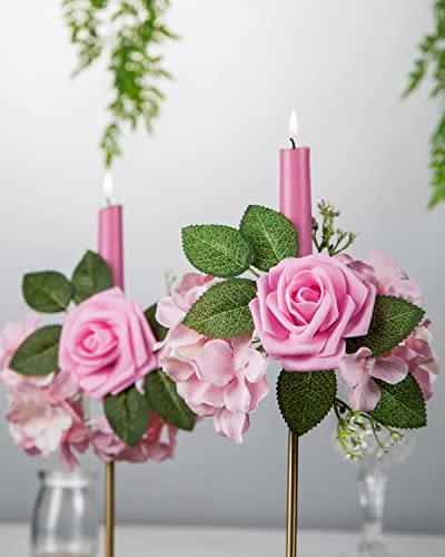 DuHouse 25Pcs Artificial Roses Flowers Fake Roses with Stems Real Touch Foam Flowers for DIY Wedding Bouquet Centerpiece Floral Arrangement Party Home Decor(Pink) - color: Pink, size: 25pcs