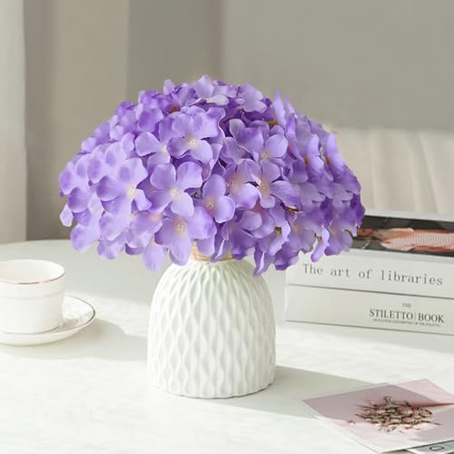 Hydrangea Artificial Flowers, 40 Pcs Purple Hydrangea Artificial Flowers Bulk, Faux Hydrangea Flowers for Outdoor, Fake Silk Hydrangea Flowers with Stems for Wedding Decoration Decor - color: Purple, size: 40 Pcs