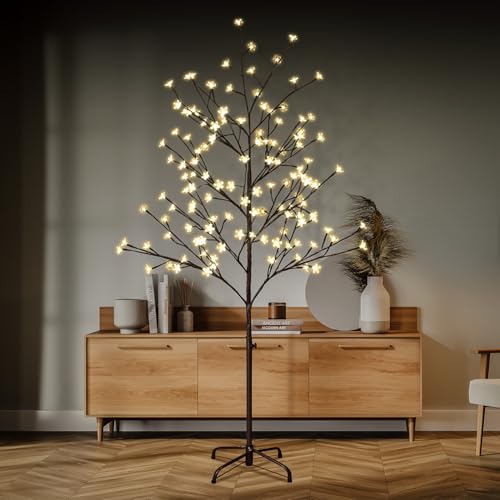 Lightshare 5FT 128L Lighted Cherry Blossom Tree, Warm White, Decorate Home Garden, Spring, Summer, Wedding, Birthday, Christmas Holiday, Party, for Indoor and Outdoor Use - style: 5FT Warm White