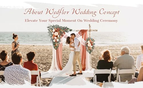 Wedding Arch Flowers with Drapes Kit (Pack of 4) - 2pcs Artificial Terracotta Deluxe Swag with 2pcs Sheer Drapes for Wedding Ceremony Arbor Reception Backdrop Rose Floral Decoration - color: Terracotta